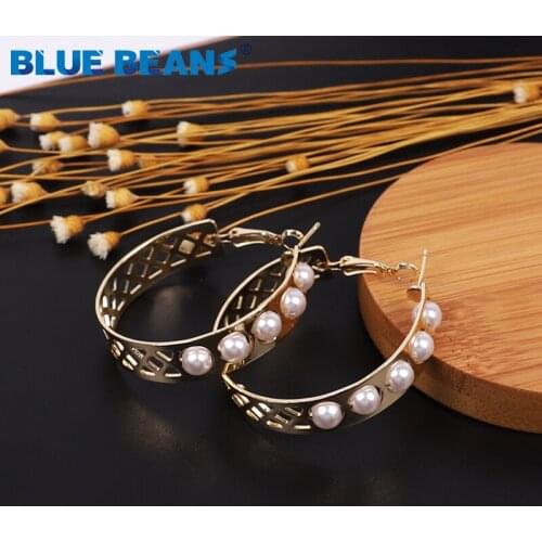 Metal Earrings for Women Geometric Earring fashion pearl Drop Earing silver Gold Color Jewelry Punk Round minimalist accessories