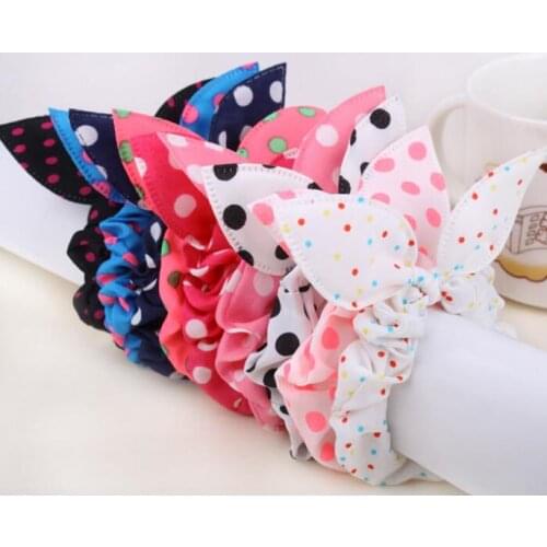 Cute hot New Arrive! New Cute Dot Fabric Rabbit Ear girls woman hairbands Hair rope for women accessories