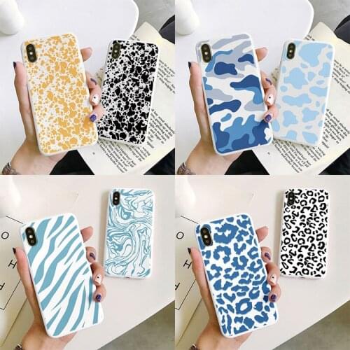 Cute Leopard Camouflage Phone Case For iPhone XR 11 12 Pro Max Mini 7 6 6S 8 Plus Xs Max 5 5s SE 2020 X Silicone Back Cover Capa