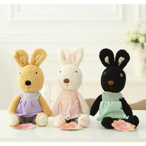 Lovely Dressing Rabbit Plush Toys Soft Bunny Stuffed Animals Doll Stripe Clothes Rabbits Toy for Girls Children New Year Gifts