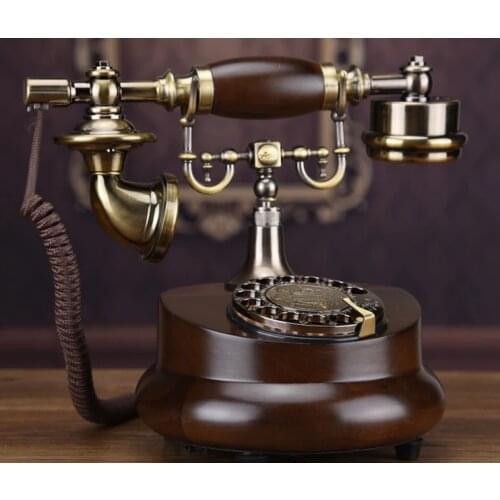 Fashion antique solid wood rotating vintage old fashioned wired landline telephone