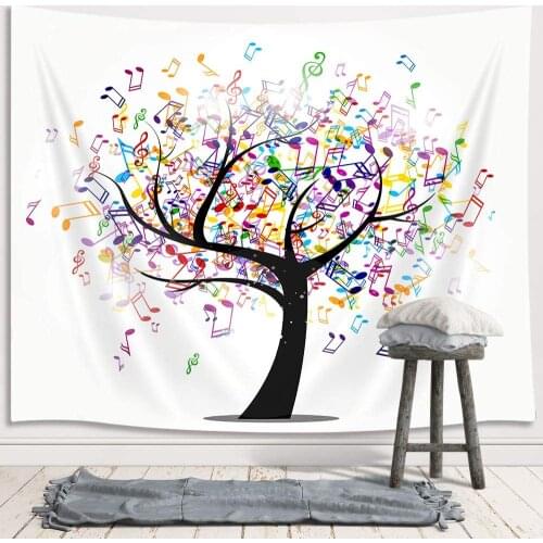 Music Life Tree Tapestry Musical Note Tapestry Wall Hanging For Bedroom Colorful Tapestry Beach Blanket College Dorm Home Decor