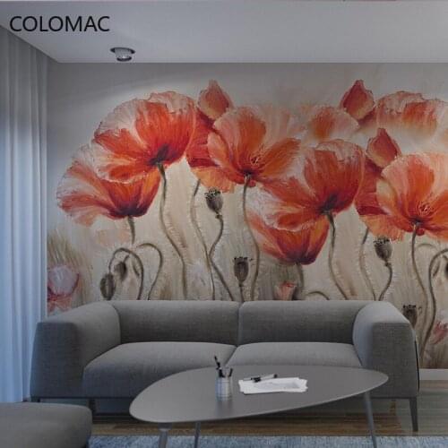 Colomac Custom American Pastoral Hand-painted Flowers Wallpaper Seamless Mural Modern Home Decoration Living Room Drop Shopping