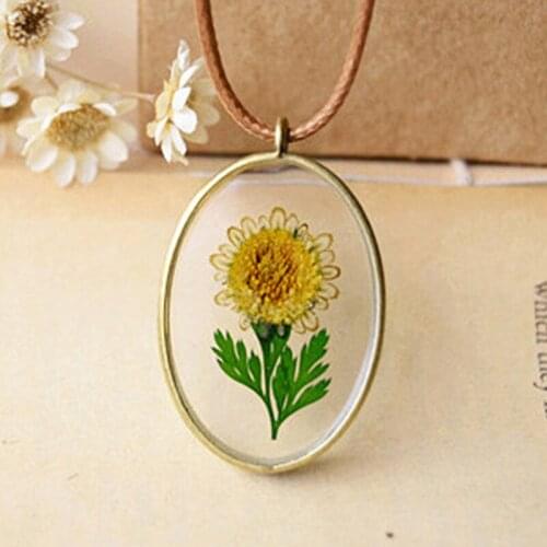 Original Retro Vintage Style Jewelry Handmade Long Rope Natural Daisy Sunflower Flowers Pendants Necklaces For Women Girls Femme