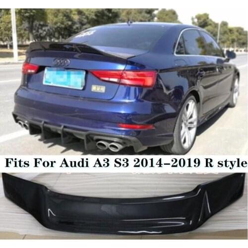 NEW High quality Carbon fiber Rear Trunk Lip Spoiler Wing Roof Spoiler Fits For Audi A3 S3 2014-2019 R style