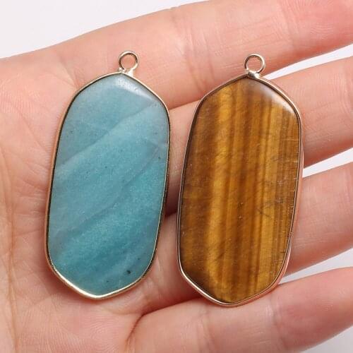 Natural Stone Pendants Rose Quartzs Semi-precious Stone Pendants Charm for Jewelry Making Necklaces Size 23x43mm