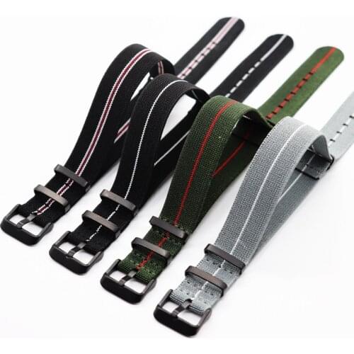 20mm 22mm French Troops Parachute Bag Watchband Nato Zulu Watch Strap Bracelet Military Elastic Nylon Belt Watchband for Men