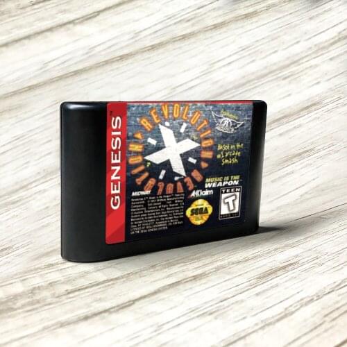 Revolution X - USA Label Flashkit MD Electroless Gold PCB Card for Sega Genesis Megadrive Video Game Console