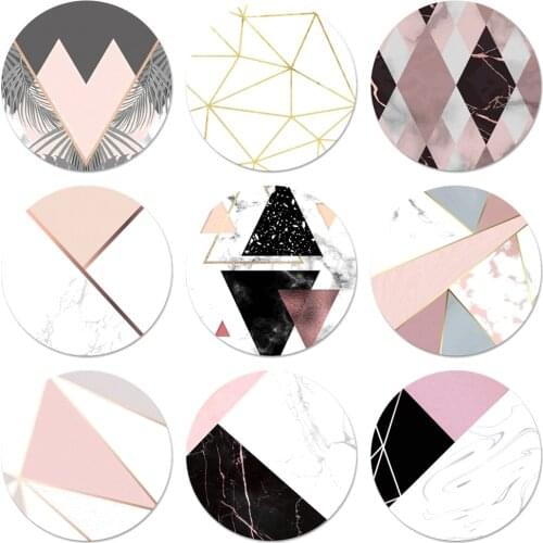 Luxury marble shape triangle Icons Pins Badge Decoration Brooches Metal Badges For Clothes Backpack Decoration