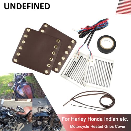 7/8" 22mm Motorcycle Heated Grips Leather Handlebar Hand Grips 12V Electric Heating Handle Kit for Motorbike E-bike Scooter ATV