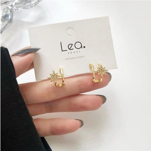 Silver needle senior south Korean web celebrity delicate temperament earpins feeling small earrings female B428 stars