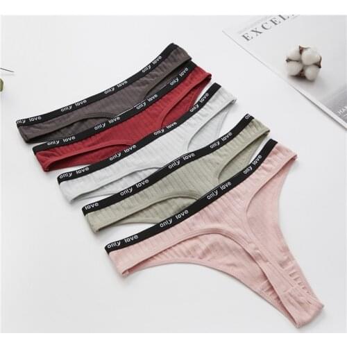 5 Pcs Womens Underwear Cotton Sports Soft Female Thongs Solid Striped G-string New Sale Underpants Panties For Woman BANNIROU