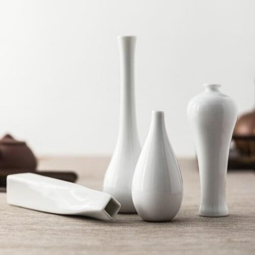 Chinese Style Room Decorations Black Vase White Ceramic Vase Green Plant Vase Living Room Decoration Office Desk Decoration