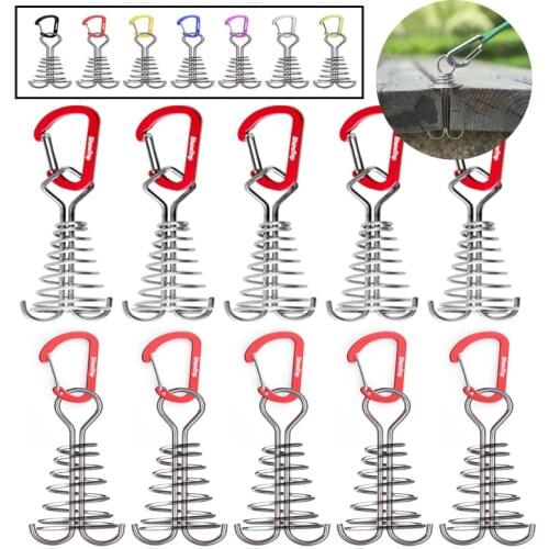 10pcs Tent Wind Rope Buckle Tensioner Camping Deck Pegs Windproof Spring Tent Buckle Outdoor Camping Tightening Hook Accessories
