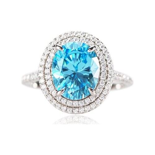 Luxury 100% 925 Sterling Silver Created Oval Wedding Rings For Women High Carbon Diamond Elegant Party Jewelry Fine Jewelry Gift