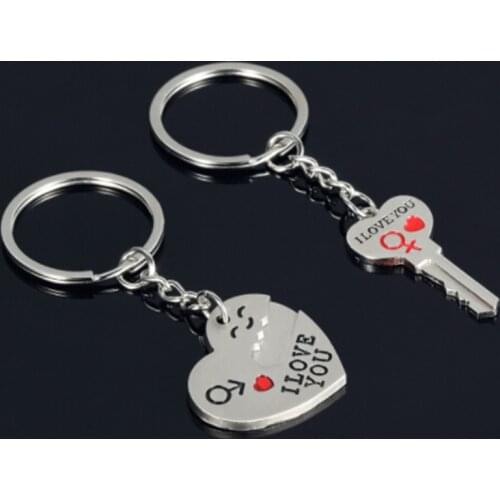 1Pair Couple Keychain Heart Key Rings Lovers Love Key Chain For Birthday Gift Souvenirs Valentines Day Gift Lovers Couple Gift