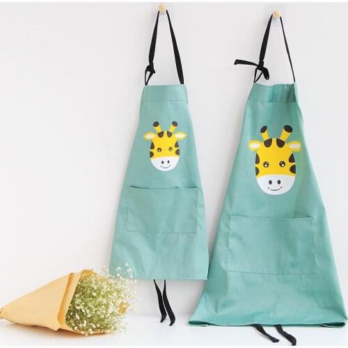 1pcs Giraffe Zebra Deer Pattern Adult Children Pocket Bibs Home Cooking Baking Shop Cleaning Pinafore Woman Kitchen Apron 46191