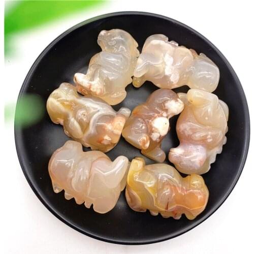 1PC Natural Cherry Blossom Agate Sakura Agate Dinosaur Shaped Stone Home Decoration Quartz Craft Gifts Healing Ornaments