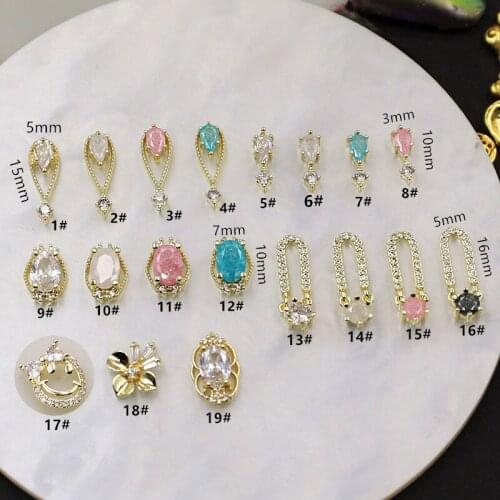 1pcs/bag Korea 3D Nail Art Accessories Metal Luxury Nail Parts Glitter Zircon Nail Decorations Charm Jewelry Bride Nail Supplies