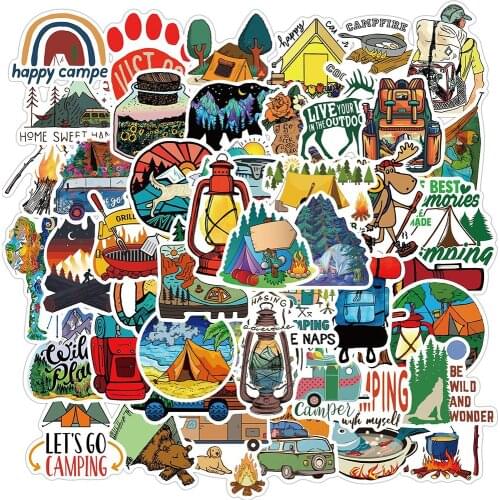 10/30/50PCS Camping Landscape Stickers Outdoor Adventure Climbing Waterproof Sticker to DIY Suitcase Laptop Bicycle Helmet Car