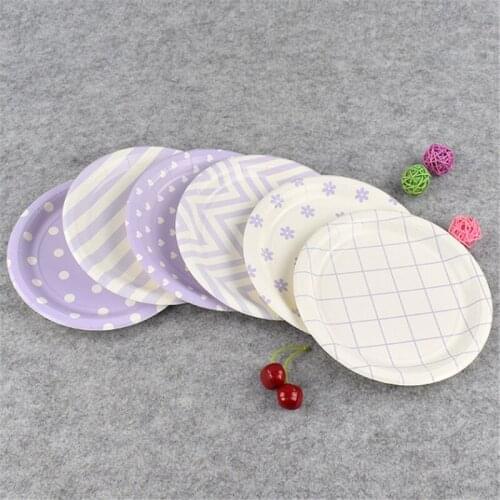 100/set Food Environmental Disposable Plate cake Snacks Plate Dish 7 Inch Purple Disposable Kitchenware