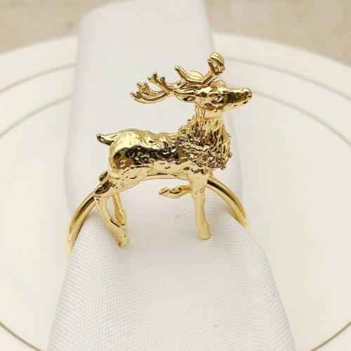 12pcs/lot New Christmas fawn napkin ring metal napkin buckle suitable for wedding holiday party table decoration