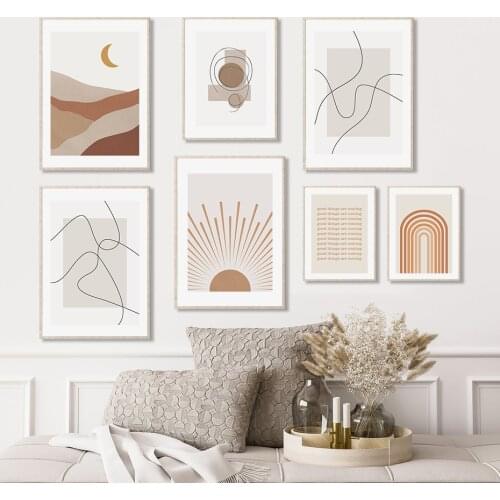 Abstract Boho Rainbow Sun Good Things Are Coming Quote Poster Canvas Paintings Wall Art Print Picture for Living Room Home Decor