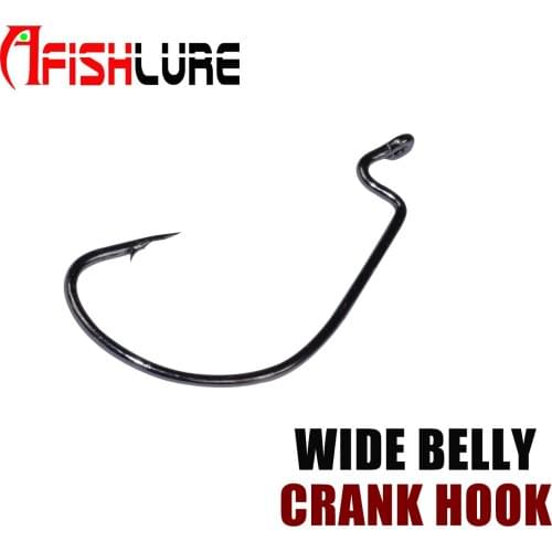 AH03 Wide Belly Crank Hook Offset Hook #2/#1/#1/0/#2/0/#3/0/#4/0/#5/0 10pcs Soft Bait Fishing Hooks Lure Fishing Worm Hooks