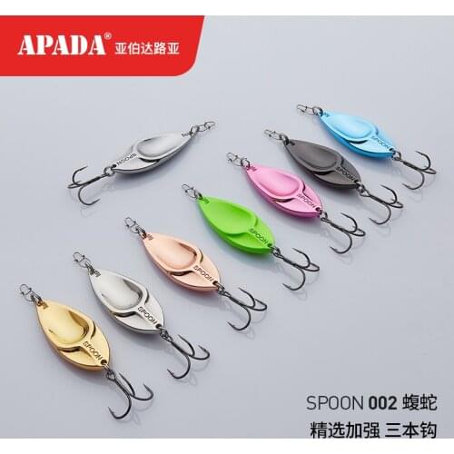 APADA Spoon 002 Viper Treble Hook 10g-15g Multicolor 43-49mm Metal Spoon feather Fishing Lures