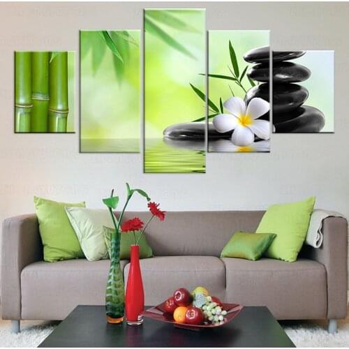 Bamboo Zen Stones Wallpaper 5 Piece Wallpapers Modern Modular Poster Art Canvas Painting For Living Room Home Decor