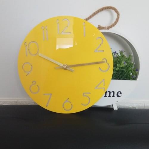 Yellow Digital Number Wall Clock Modern Design Acrylic Cartoon Wall Clocks Home Decor Silent Hanging Watch Living Room Decor