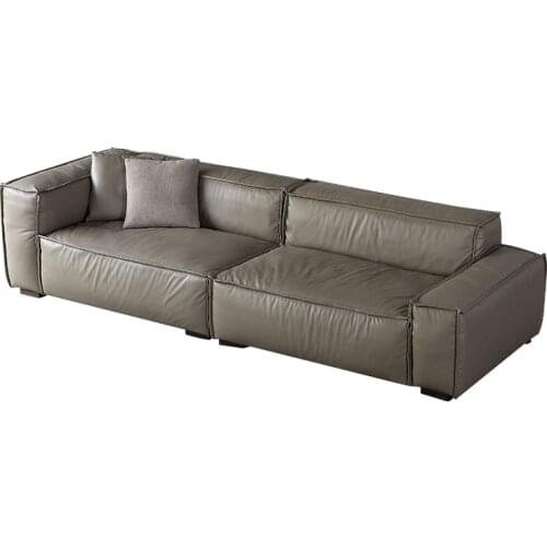 Plaintext wood / Pual sofa northern Europe / imported top layer leather / Italian modern living room sofa