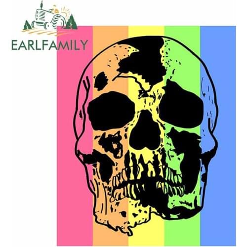 EARLFAMILY 13cm x 10.7cm for Colorful Skull Decal VAN Cartoon Windows Car Stickers Motorcycle Occlusion Scratch Car Assessoires