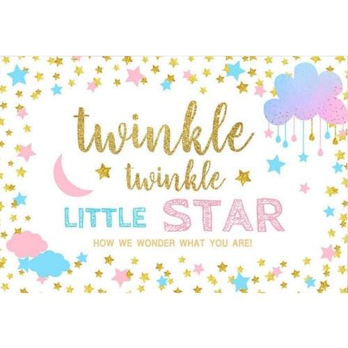 Girl Baby Shower Backdrop Twinkle Twinkle Little Star Babyshower Party Background Poster Golden Glittering Photo Booth Banners