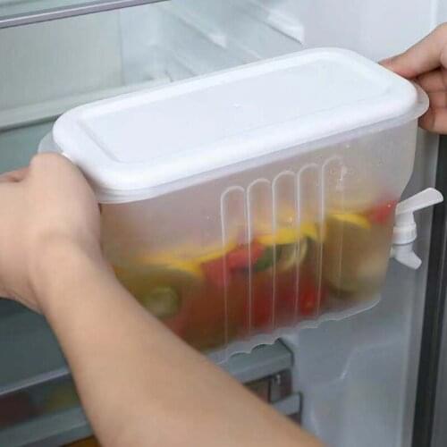 Leak-Proof Plastic Material Fruit Cold Kettles with Faucets in Refrigerators with 2 Spigots for Kitchen Refrigerator Use