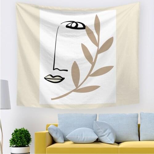 Leaf Tapestry White Black Flower Tapestry Wall Hanging Picnic Yoga Mat INS Pink Room Home Decor 2Mx1.5M