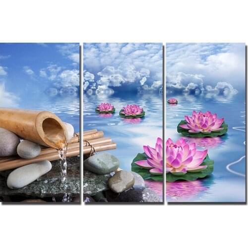 HD Canvas Art Painting For Living Room Wall Decor 3 Pieces Flower Pink Hana