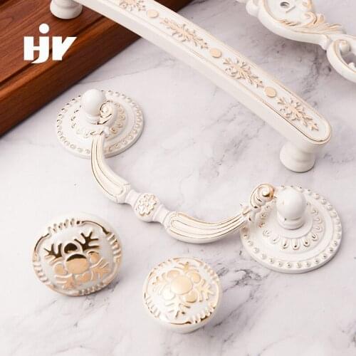 HJY White Cabinet Handle Kitchen Cupboard Pull Fashion Drawer Knobs Wardrobe Door Handle European Furniture Hardware C22106