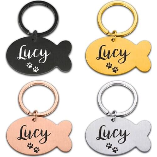 Cat ID Tag Keychain for Kitten Cat Dog Pet Collar Accessories Dogs Pet ID Tags Customized Pet Identity Card Free Engraving