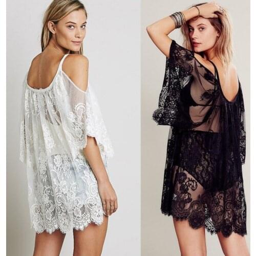Summer Women Casual Beach Lace Dress Bathing Suit Lace Crochet Bikini Swimwear Cover Up