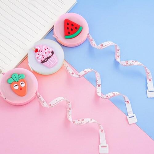 1.5M Mini Tape Measure Fruit Cute Ruler Novelty Fruit Sewing Ruler Sewing Machine Cartoon Design Rulers Stationery Supplies Hot