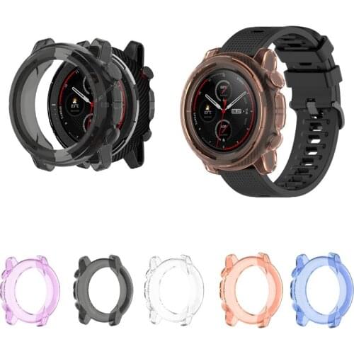 TPU Soft Glass Screen Protector Case Shell Full Edge Frame For Amazfit Stratos 3 Smart Watch Stratos3 Protective Bumper Cover