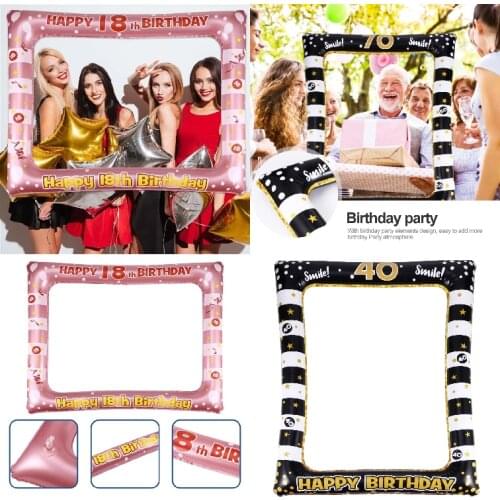 Birthday Inflatable Photo Selfie Frame Party Photo Booth Kids Adult Birthday Party Decor Prop for Age13/16/18/21/30/40/50/60/70
