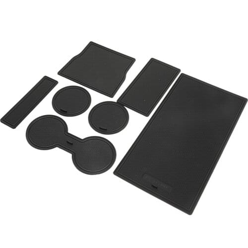 Custom Fit Cup and Center Console Liner Acessories for Tesla Model 3 7-pc Set, Solid Black Limit one purchase per person