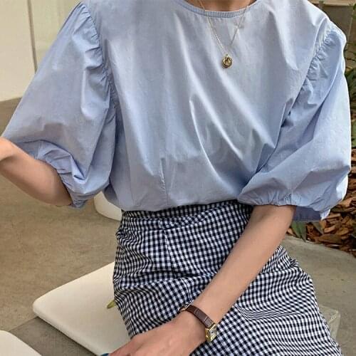 New Womens Blouse Summer Tops Femme Spring Women Shirt White Short Sleeve Cotton Girls Women Blouse Plus Size Blusas Solid Loose
