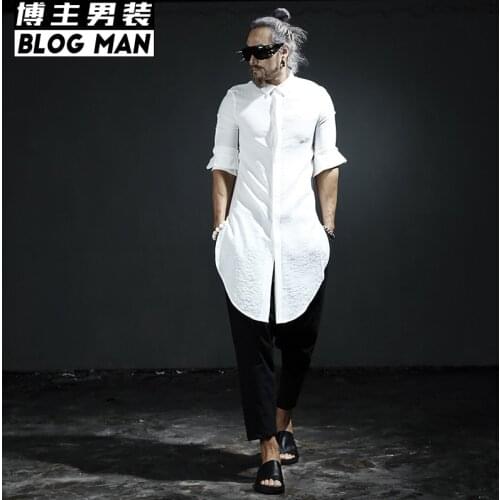 New 2016 Mens clothing Summer thin breathable long-sleeve shirt medium-long fluid linen shirt outerwear Singer costumes