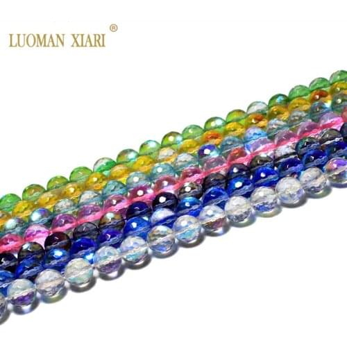 Wholesale Natural Colorful Faceted Crystal Glitter Stone Beads For Jewelry Making DIY Bracelet Necklace 6/8/10/12 mm Strand 15