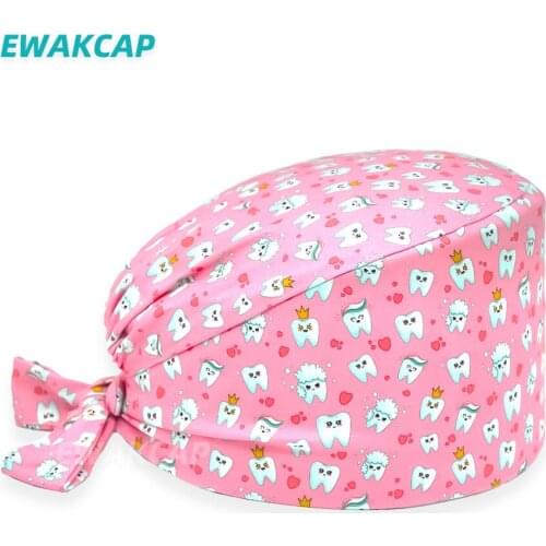 Wholesale Surgicals Caps Anime Dentist Printing Nurse Hat 100% Cotton Women and Men Dust Proof Veterinarian Chef Working Cap New