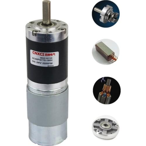42MM DC Planetary Gear Motor Torque 12V 24V Brush LOW SPEED 775 8MM Shaft Power MOTOR 42PG775 6-1300rpm