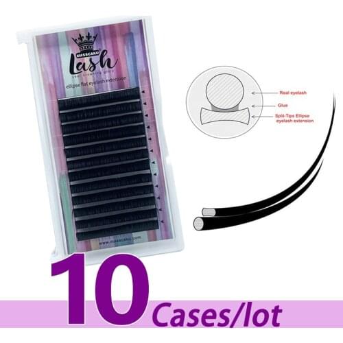 10pcs/lot Factory Price Ellipse Flat Eyelash Extensions Free Sample Flat Eyelash Natural eyelash extension for wholesale